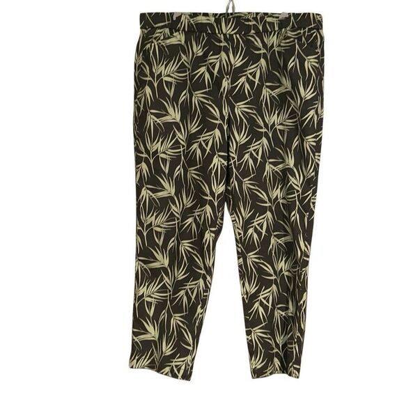 Lands' End Womens Olive Green Leaf Tropical Mid-Rise Chino Pants Ladies Size 16 - Picture 11 of 15